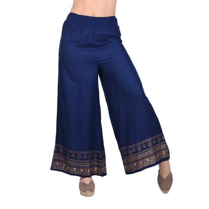 Platinum Παντελόνα Μπλε Γυναικεία Με Λάστιχο & Αρχαιοελληνικό Σχέδιο All Day Free Size - 12218 - Image 4