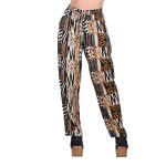 Platinum Παντελόνα Καφέ Με Σχέδια Γυναικεία Καλοκαιρινή Στενή Africa Ethnic All Day - 12243 - Image 4