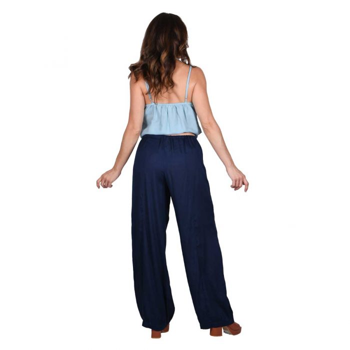 Platinum Παντελόνα Μπλε Navy Γυναικεία Casual Φαρδιά Με Κορδόνι All Day - 6667 - Image 3