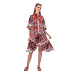 Platinum Πουκαμίσα Πολύχρωμη Γυναικεία Boho Κοντομάνικη Ασύμμετρη All Day Free Size -12322 - Image 3