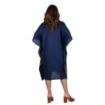 Platinum Καφτάνι Μπλε Με Χρυσό Γυναικείο Midi Αρχαιοελληνικό Αέρινο Κοντομάνικο Free Size -12331-BL - Image 3