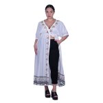 Platinum Καφτάνι - Κιμονό Λευκό Γυναικείο Κοντομάνικο Μακρύ Αρχαιοελληνικό All Day Free Size - 12356