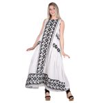 Platinum Φόρεμα Λευκό Με Μαύρα Αρχαιοελληνικά Σχέδια Γυναικείο Εβαζέ Αμάνικο All Day Free Size - NA-12395-W - Image 4