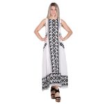 Platinum Φόρεμα Λευκό Με Μαύρο Γυναικείο Καλοκαιρινό Klos Εβαζέ Αμάνικο Αρχαιοελληνικό - 12395-W