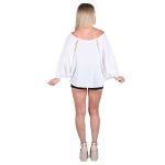 Platinum Μπλούζα Λευκή Γυναικεία Κιπούρ Δαντέλα Τρουακάρ All Day Free Size - 22024 - Image 2