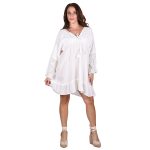 Platinum Φόρεμα - Καφτάνι Λευκό Γυναικείο Κοντό Ampir Klos Girly Με Κιπούρ Free Size - 22035