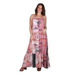 Platinum Φόρεμα Kοραλί Με Πολύχρωμα Print Γυναικείο Καλοκαιρινό Maxi Εξώπλατο All Day - 22148