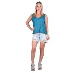 Platinum Μπλούζα Πετρόλ Γυναικεία Αμάνικη Νεανική Με Βολάν Free Size - 22281-PR - Image 3