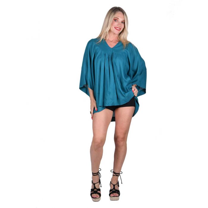 Platinum Πουκαμίσα Πετρόλ Γυναικεία Καλοκαιρινή Αmpir Κlos Mε Τρουακάρ All Day - 22283-PE - Image 4