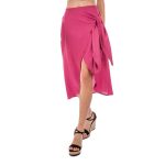 Platinum Φούστα Ροζ Γυναικεία Καλοκαιρινή Midi Στενή Γραμμή Με Σκίσιμο All Day - 22306-PN - Image 2