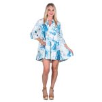 Platinum Φόρεμα - Καφτάνι Τυρκουάζ Γυναικείο Κλος Με Σχέδιο Φύλλα All Day Free Size - 22323