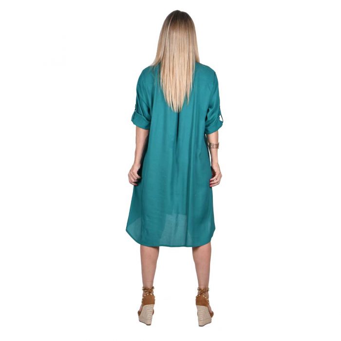 Platinum Πουκαμίσα Πετρόλ Γυναικεία Μακριά Ασύμμετρη Τρουακάρ All Day - 22341-PR - Image 3