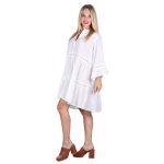 Platinum Φόρεμα - Καφτάνι Λευκό Γυναικείο Κοντό Με Κιπούρ Μανίκι Flair & Κουμπιά All Day - 22354 - Image 2