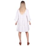 Platinum Φόρεμα - Καφτάνι Λευκό Γυναικείο Κοντό Με Κιπούρ Μανίκι Flair & Κουμπιά All Day - 22354 - Image 4