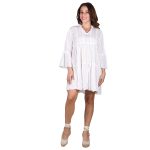 Platinum Καφτάνι - Πουκαμίσα Λευκό Γυναικείο Κοντό Klos Με Μανίκι Βολάν Τρουακαρ All Day - 42009