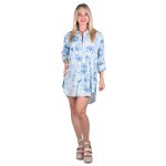 Platinum Πουκάμισο Γαλάζιο Με Σχέδια Γυναικείο Καλοκαιρινό Casual Μακρυμάνικο All Day - 42302-D