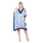 Platinum Καφτάνι Μπλε Γυναικείο Με Boho Σχέδια Summer Κοντό All Day Free Size - 42307-E