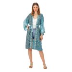 Platinum Κιμονό - Καφτάνι Πετρολ Με Γαλάζιο Γυναικείο Ethnic Με Λαχούρια Free Size - 423111