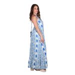 Platinum Φόρεμα Γαλάζιο Με Εμπριμέ Σχέδια Γυναικείο Boho Μακρύ Εξώπλατο All Day Free Size - 42313-1A - Image 2