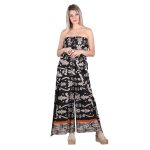 Platinum Παντελόνα Καμπούκι Μαύρη Με Μπεζ Γυναικεία Αέρινη Free Size - 423155-XL