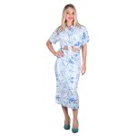 Platinum Φούστα Γαλάζια Με Σχέδια Γυναικεία Midi Στενή Γραμμή All Day Free Size - 42316-B - Image 3