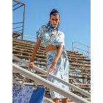 Platinum Πουκάμισο Top Γαλάζιο Με Σχέδια Γυναικείο Κοντό Με Δέσιμο Casual Free Size - 42318-3C - Image 4