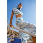 Platinum Πουκάμισο Top Γαλάζιο Με Σχέδια Γυναικείο Κοντό Με Δέσιμο Casual Free Size - 42318-3C - Image 5