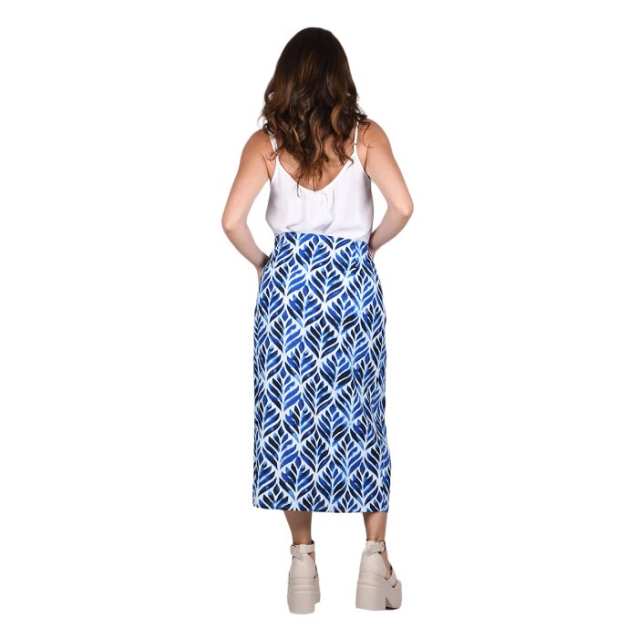 Platinum Φούστα Μπλε Boho Γυναικεία Midi Στενή Γραμμή Με Σκίσιμο All Day - 42316-C - Image 3