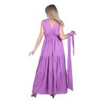 Platinum Φόρεμα Μπλε Γυναικείο Μaxi Εξώπλατο Ρομαντικό All Day Free Size - SAR-62202-BL - Image 3