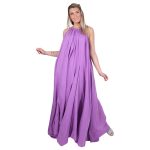 Platinum Φόρεμα Ώχρα Γυναικείο Vintage Maxi Με Παρτούς Ώμους Σε  Άλφα Γραμμή All Day Free Size - SAR-62301 - Image 4