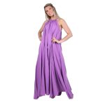 Platinum Φόρεμα Μώβ - Λιλά Γυναικείο Maxi Vintage Με Παρτούς Ώμους Σε Άλφα Γραμμή All Day Free Size - 62301-PER - Image 4