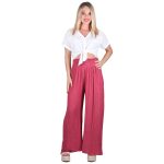 Platinum Παντελόνα Ροδί Γυναικεία Με Λάστιχο Αέρινη Casual All Day Free Size - 6632-RZ