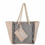 Platinum Τσάντα Παραλίας Μπεζ Με Μπλε Ριγέ Γυναικεία Σε Ναυτικό Στυλ All Day - 817-20