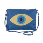 Platinum Τσάντα Μπλε Γυναικεία Καλοκαιρινή Χιαστί ''Χρυσό Οβάλ Μάτι Στόχος'' All Day - 817-27-BL