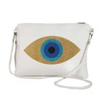 Platinum Τσάντα Λευκή Γυναικεία Καλοκαιρινή Χιαστί ''Χρυσό Οβάλ Μάτι Στόχος'' - 817-27-W