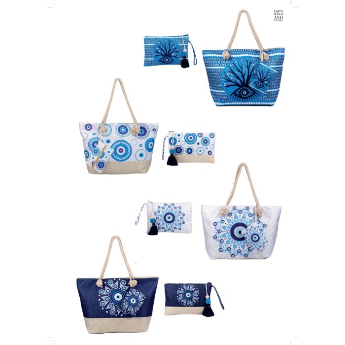 Platinum Τσάντα Παραλίας Μπλε Γυναικεία Με Σχέδιο Μάτι - Στόχος All Day - 937-2 - Image 4