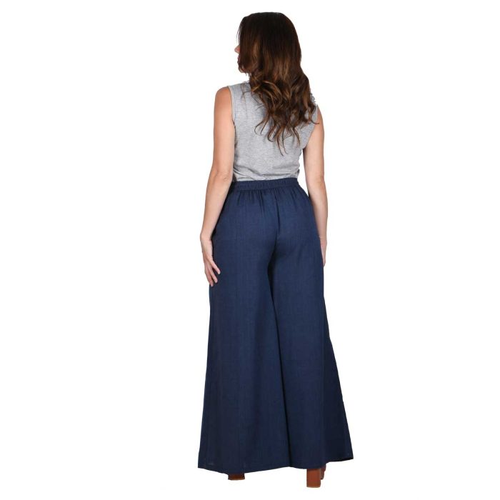 Platinum Παντελόνα Μπλε Γυναικεία Casual Φαρδιά Βαμβακερή All Day Free Size - 9579-LB - Image 3