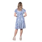 Platinum Φόρεμα Γαλάζιο Εμπριμέ Γυναικείο Καλοκαιρινό Κοντό Μεσάτο Με Ντεκολτέ All Day - BAN-42312-A - Image 3