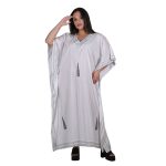 Platinum Καφτάνι Λευκό Γυναικείο Maxi Με Μαύρα Αρχαιοελληνικά Σύμβολα Free Size - BAN-423146-W