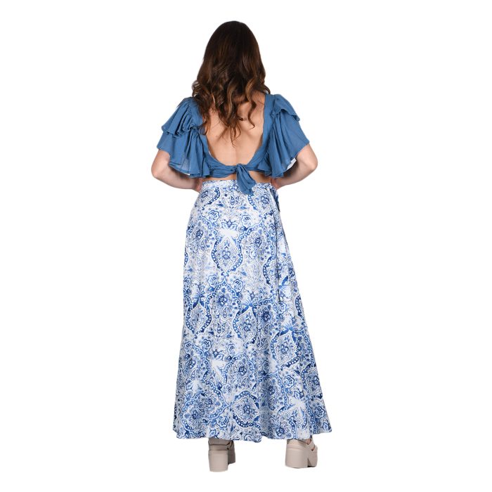 Platinum Φούστα - Παρεό Μπλε Εμπριμέ Γυναικεία Μακριά All Day Free Size - BAN-42315 - Image 3