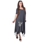 Fairyland Φόρεμα Γκρι Σκούρο Γυναικείο Καλοκαιρινό Κοντομάνικο Casual Με Νότες All Day - FM-5852-G