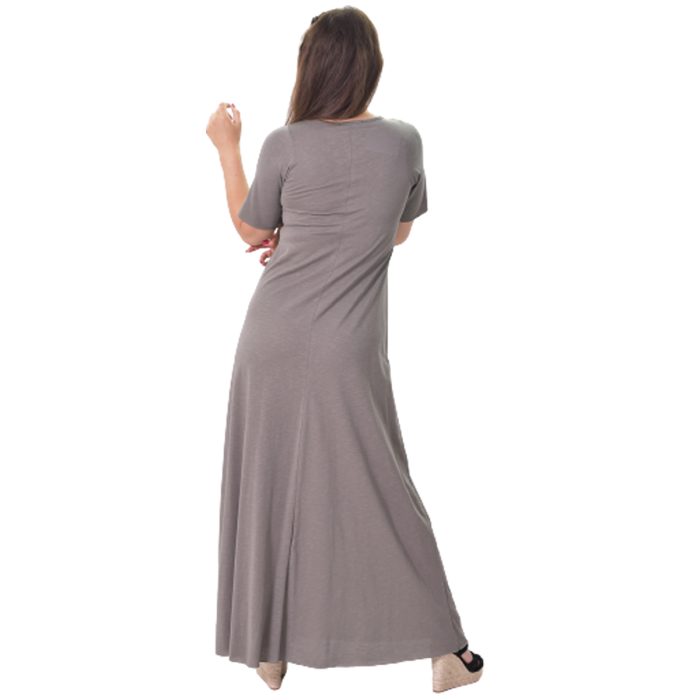 Fairyland Φόρεμα Γκρι Γυναικείο Καλοκαιρινό Μaxi Κοντομάνικο Casual Με Νότες All Day - FM-5851-G - Image 3