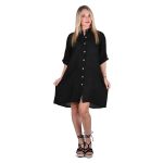 Platinum Πουκαμίσα - Φόρεμα Μαύρη Γυναικεία Μακριά Λινή Με Κουμπιά All Day Free Size - LN-107-BK - Image 4