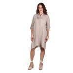 Platinum Πουκαμίσα Μπεζ Γυναικεία Λινή Μακριά Με Κουμπιά All Day Free Size - LN-107-BZXL