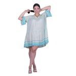 Platinum Καφτάνι Bεραμάν Γυναικείο Κοντό Κοντομάνικο Eβαζέ Με Aqua Print Free Size - PWD-34