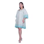 Platinum Καφτάνι Bεραμάν Γυναικείο Κοντό Κοντομάνικο Eβαζέ Με Aqua Print Free Size - PWD-34 - Image 3