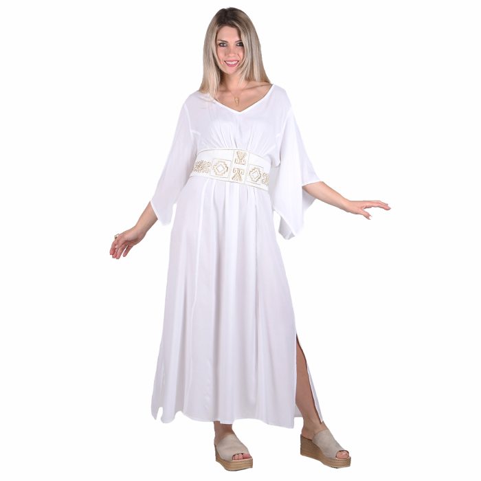 Platinum Ζώνη Λευκή Γυναικεία Υφασμάτινη Με Χρυσά Κεντητά Σχέδια All Day Free Size - 123106-W - Image 3