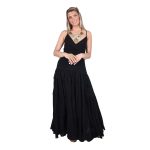 Platinum Φόρεμα Μαύρο Γυναικείο Καλοκαιρινό Μaxi Ampir Εξώπλατο Με Βολάν - SAR-62116-B