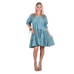 Platinum Φόρεμα Γαλάζιο Γυναικείο Νεανικό Κοντό Κlos Μεσάτο Ampir Free Size - SAR-62211-BL