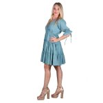 Platinum Φόρεμα Γαλάζιο Γυναικείο Νεανικό Κοντό Κlos Μεσάτο Ampir Free Size - SAR-62211-BL - Image 2